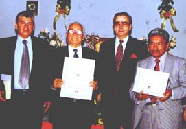 Brethren receiving diplomas from the Colombian Baptist Institute